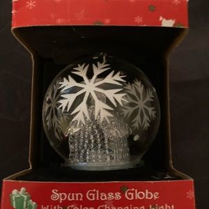 Spun Glass Globe With Color Changing Light: With Brand New Batteries. Ornament